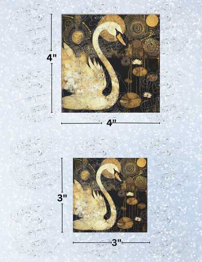 "Swan and Lotus Flowers" by ©Peggy Collins Premium Decorative Release Papers for Diamond Painting