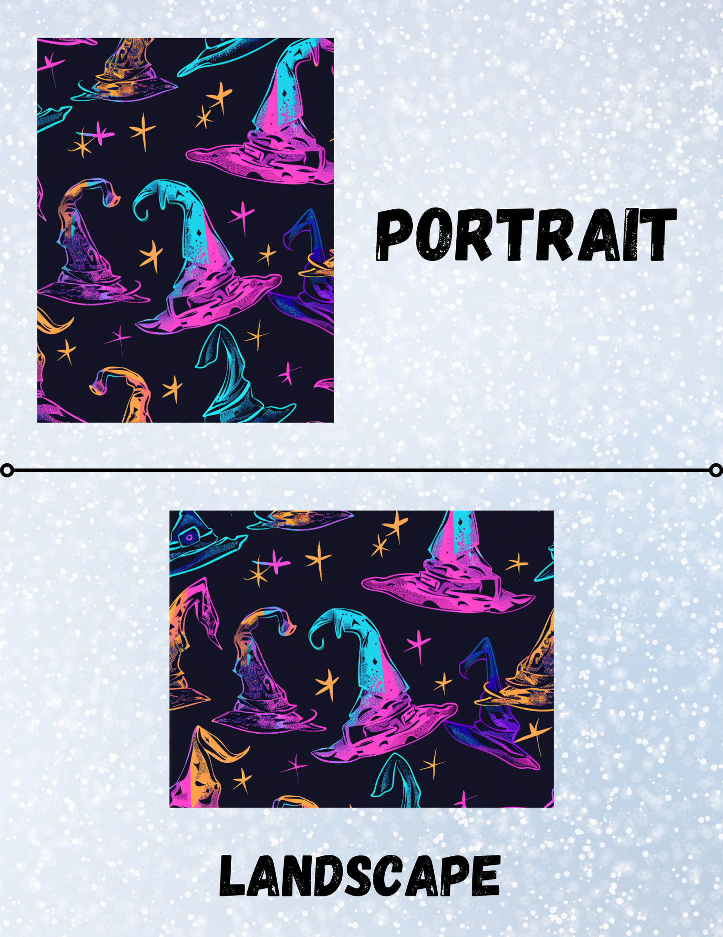 "Neon Witch Hats" Decorative Diamond Painting Release Papers