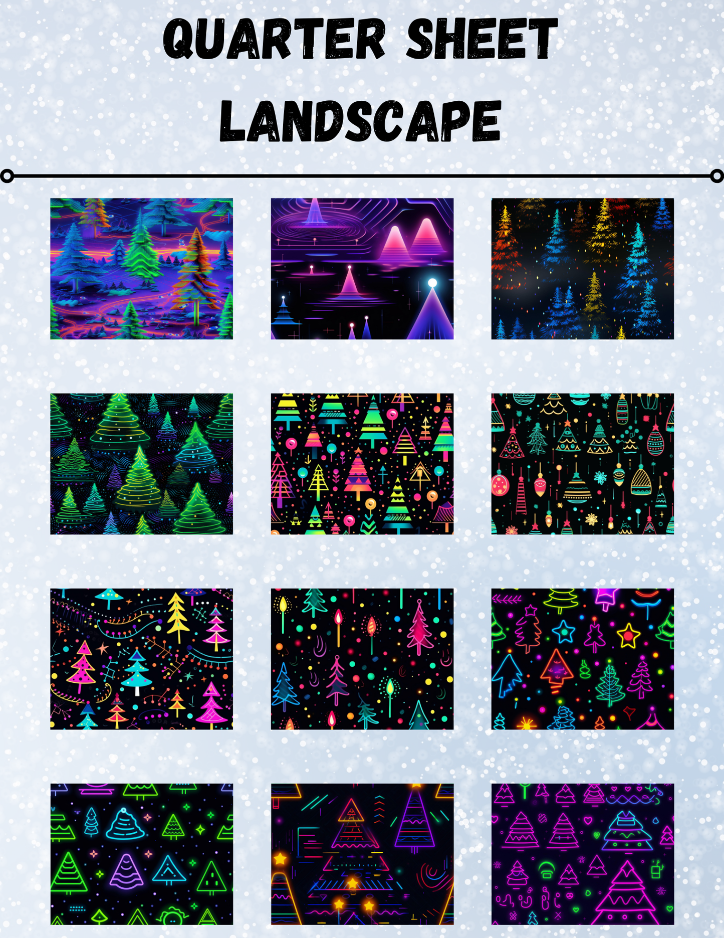 "Neon Christmas Trees" Decorative Diamond Painting Release Papers