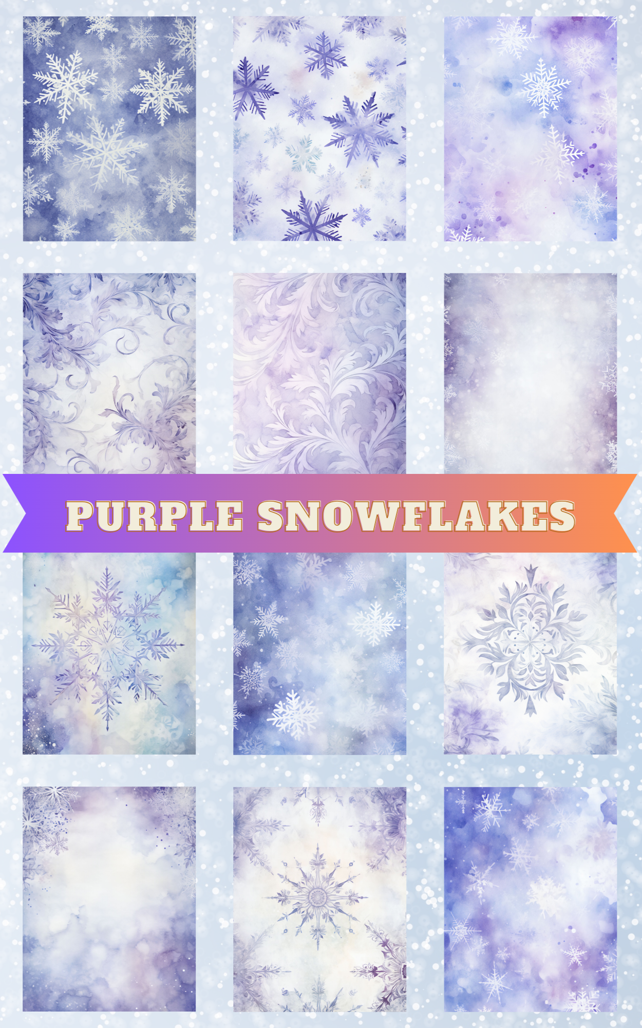 "Purple Snowflakes" Decorative Diamond Painting Release Papers