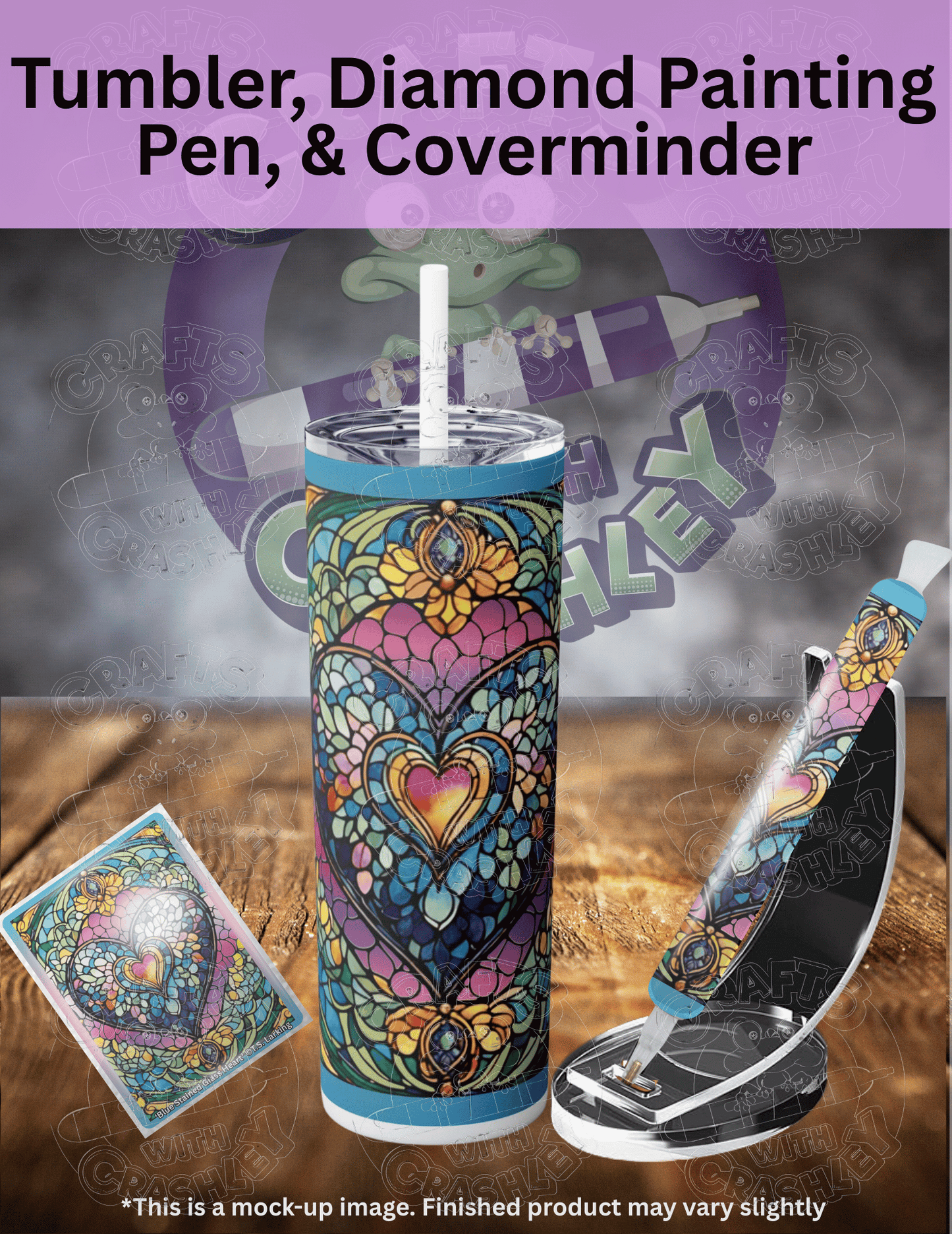 "Blue Stained Glass Heart" by ©T.S. Larking Premium Accessories for Diamond Painting