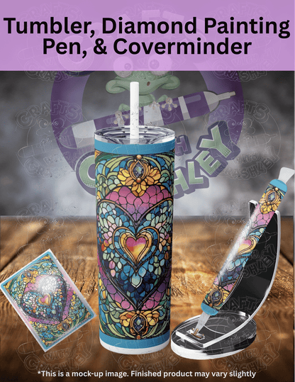 "Blue Stained Glass Heart" by ©T.S. Larking Premium Accessories for Diamond Painting