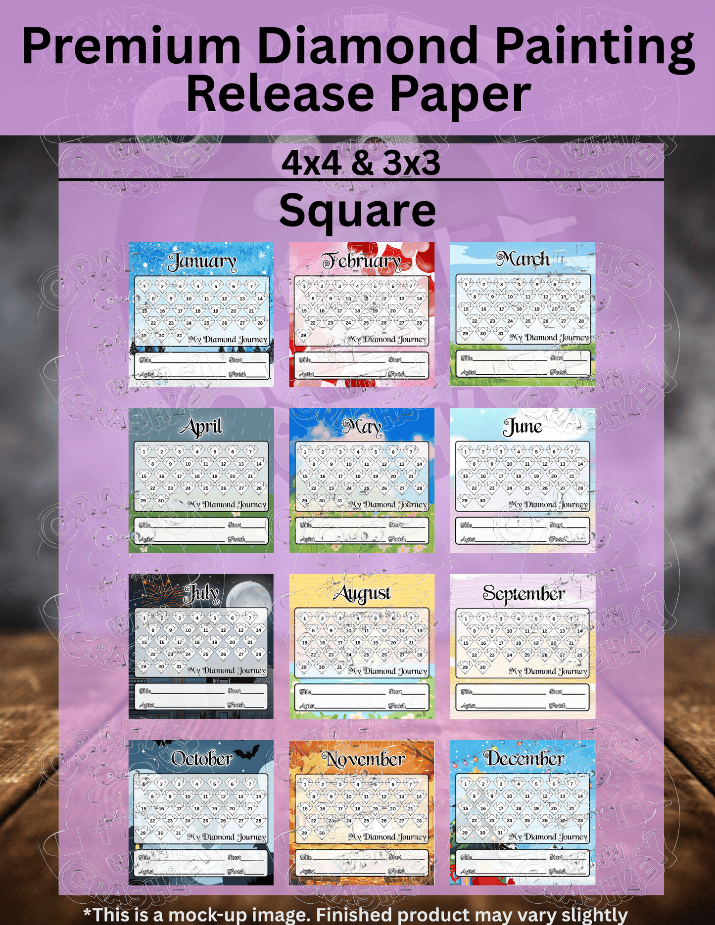 Monthly WIP Tracker Combo Pack Premium Release Paper for Diamond Painting
