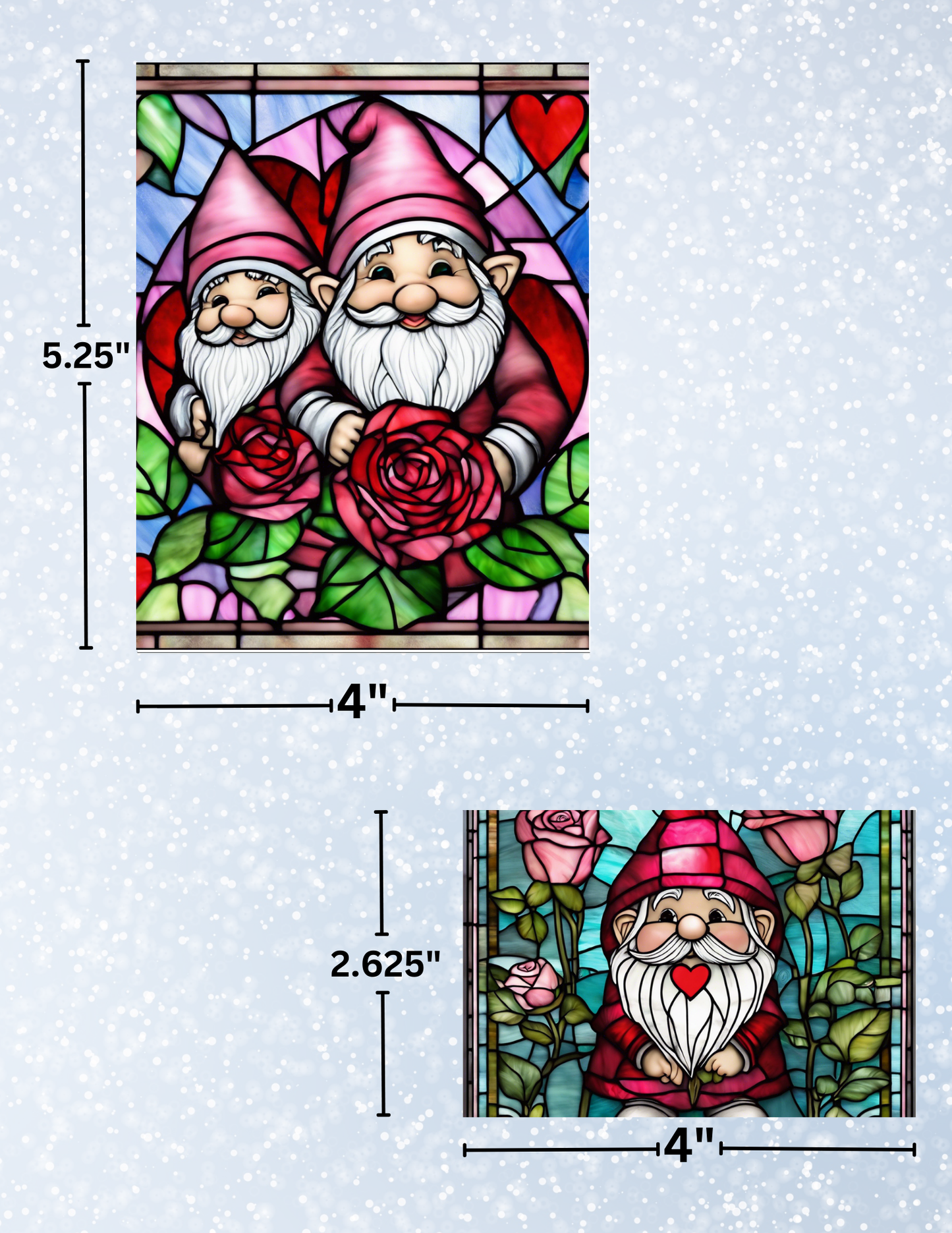 "Stained Glass Gnome Love" Decorative Diamond Painting Release Paper