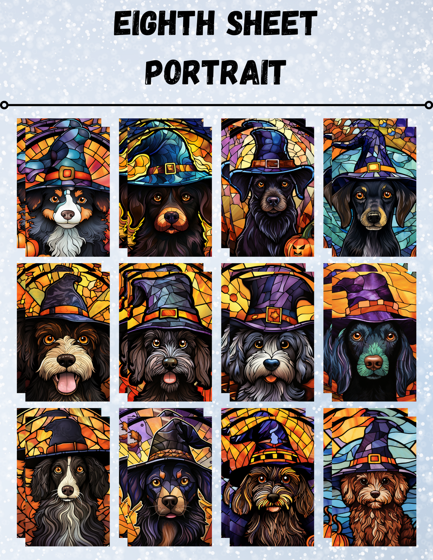 "Stained Glass Halloween Dogs" Decorative Diamond Painting Release Papers