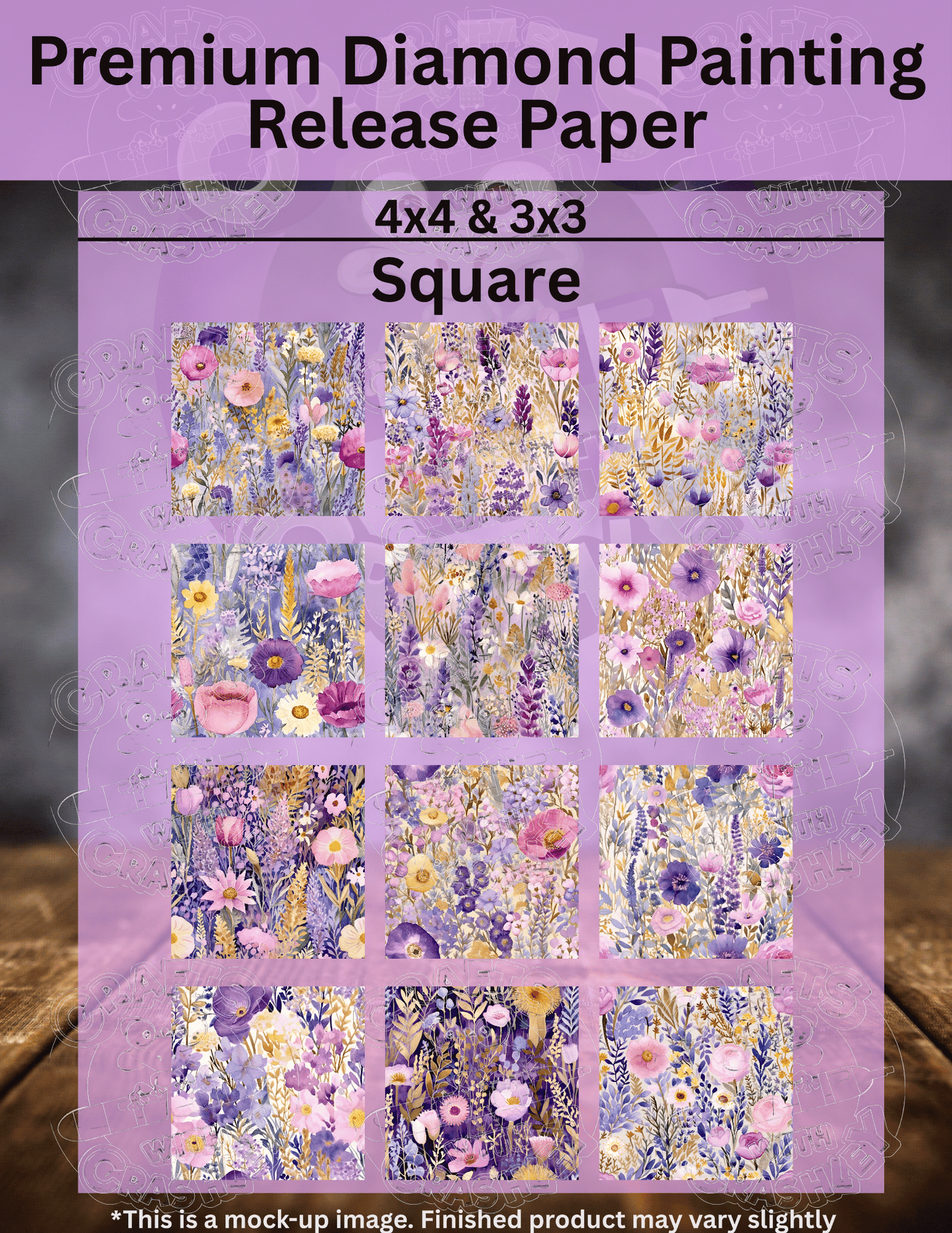 Periwinkle Purple Floral Combo Pack Premium Release Paper for Diamond Painting