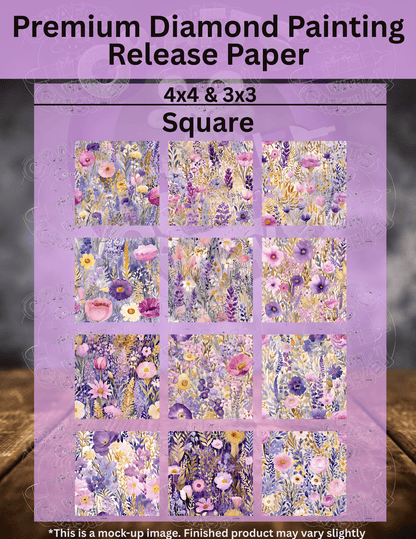 Periwinkle Purple Floral Combo Pack Premium Release Paper for Diamond Painting