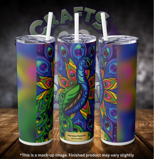 Mandala Peacock by ©Emma Casey 20oz Skinny Tumbler