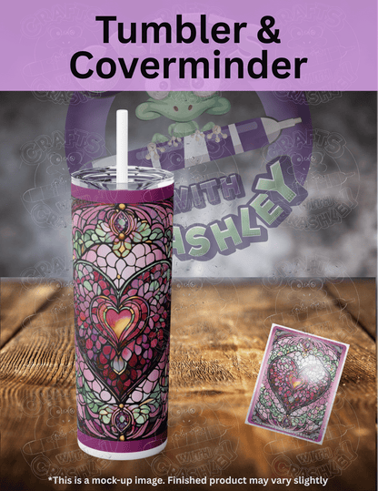 "Pink Stained Glass Heart" by ©T.S. Larking Premium Accessories for Diamond Painting