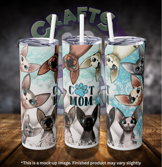 Cat Mom 20oz Skinny Tumbler