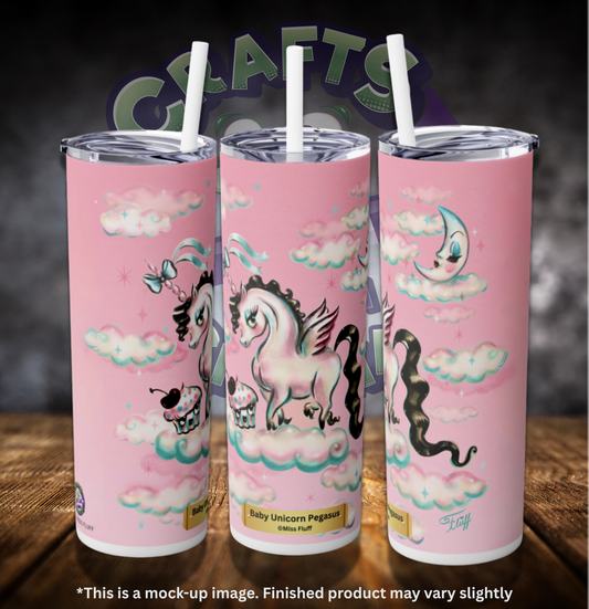 Baby Unicorn Pegasus By ©Miss Fluff 20oz Skinny Tumbler