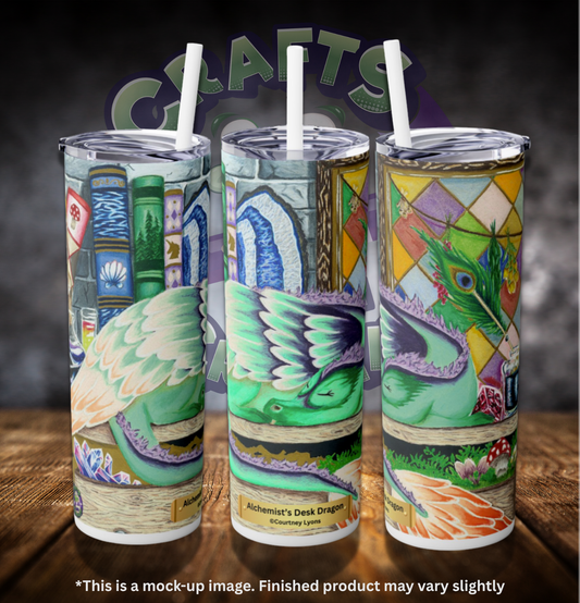 Alchemist's Desk Dragon By ©Courtney Lyons 20oz Skinny Tumbler