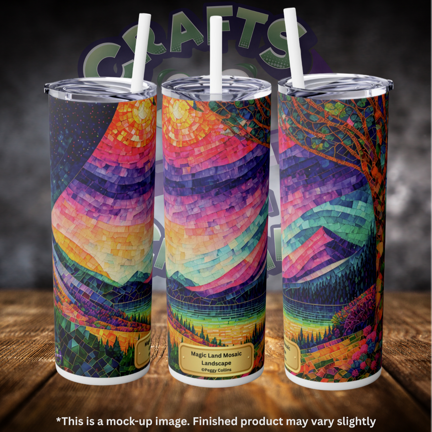 Magic Land Mosaic Landscape by ©Peggy Collins 20oz Skinny Tumbler