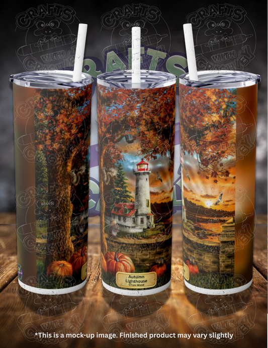 Autumn Lighthouse by ©Tom Wood 20oz Skinny Tumbler
