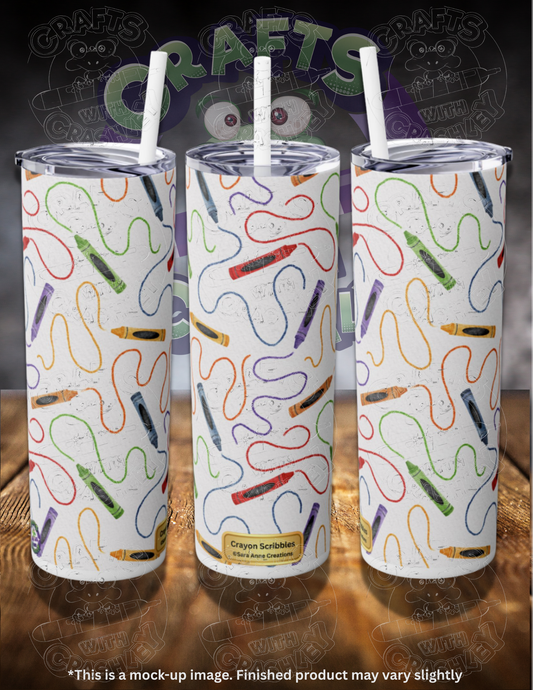 Crayon Scribbles by ©Sara Anne Creations 20oz Skinny Tumbler