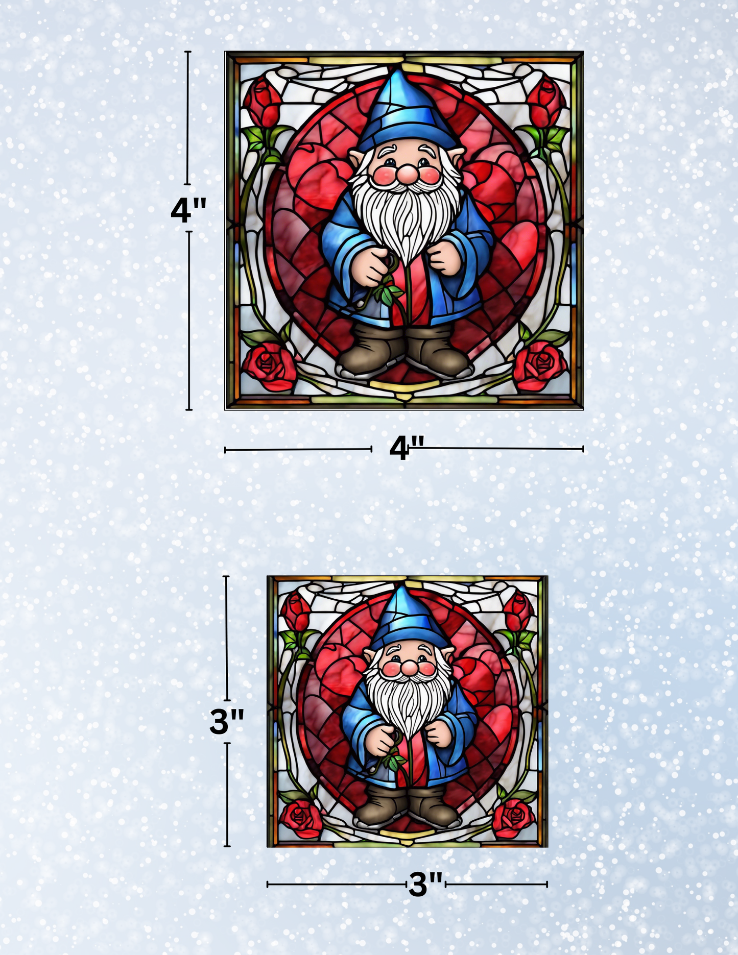 "Stained Glass Gnome Love" Decorative Diamond Painting Release Paper