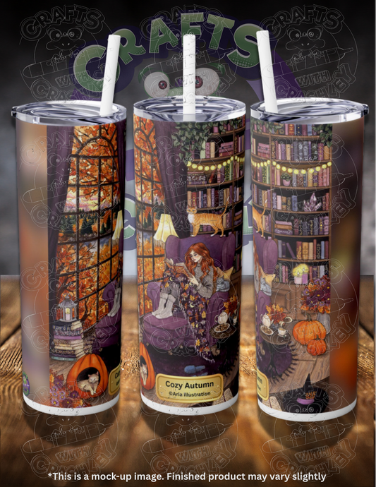 Cozy Autumn by ©Aria Illustration 20oz Skinny Tumbler