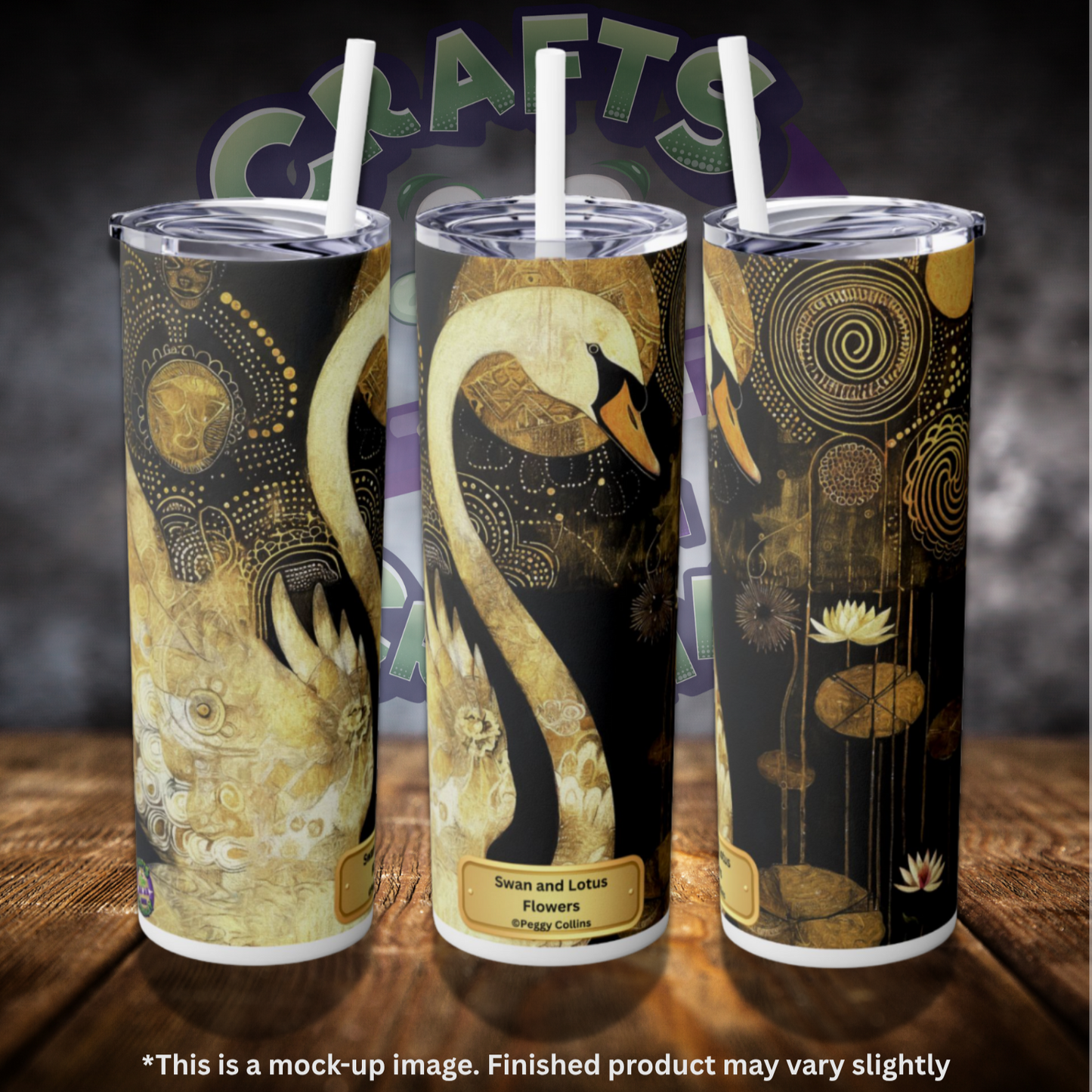 Swan and Lotus Flowers by ©Peggy Collins 20oz Skinny Tumbler