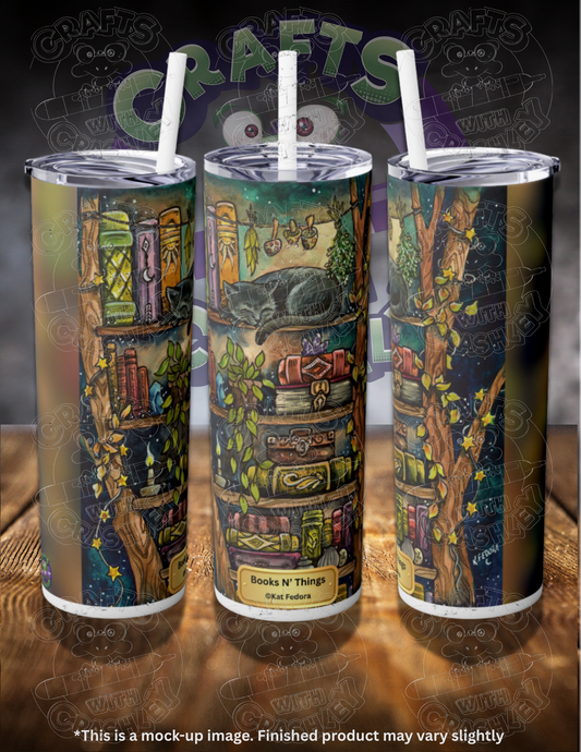 Books N' Things by ©Kat Fedora 20oz Skinny Tumbler