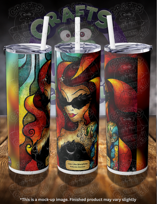 Lips Like Morphine by ©Mandie Manzano 20oz Skinny Tumbler