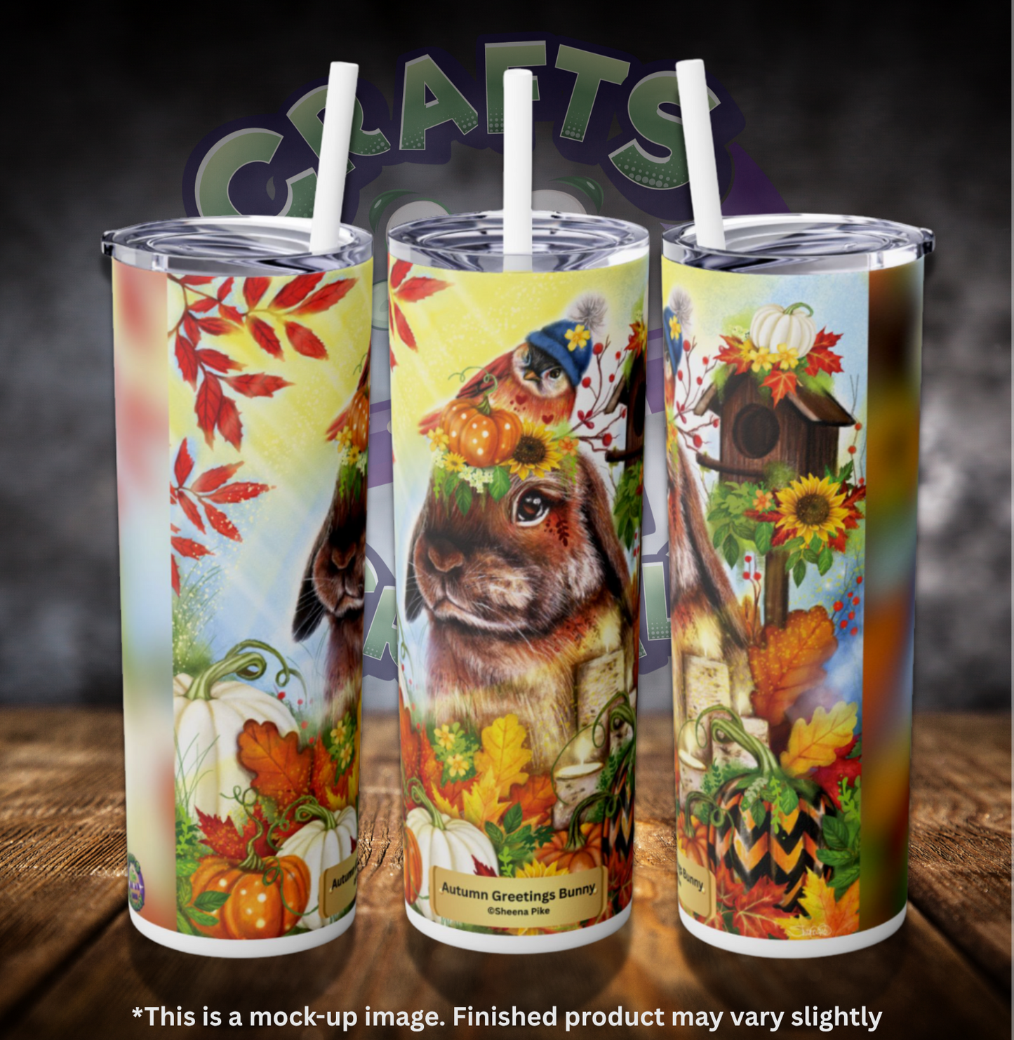 Autumn Greetings Bunny by ©Sheena Pike 20oz Skinny Tumbler