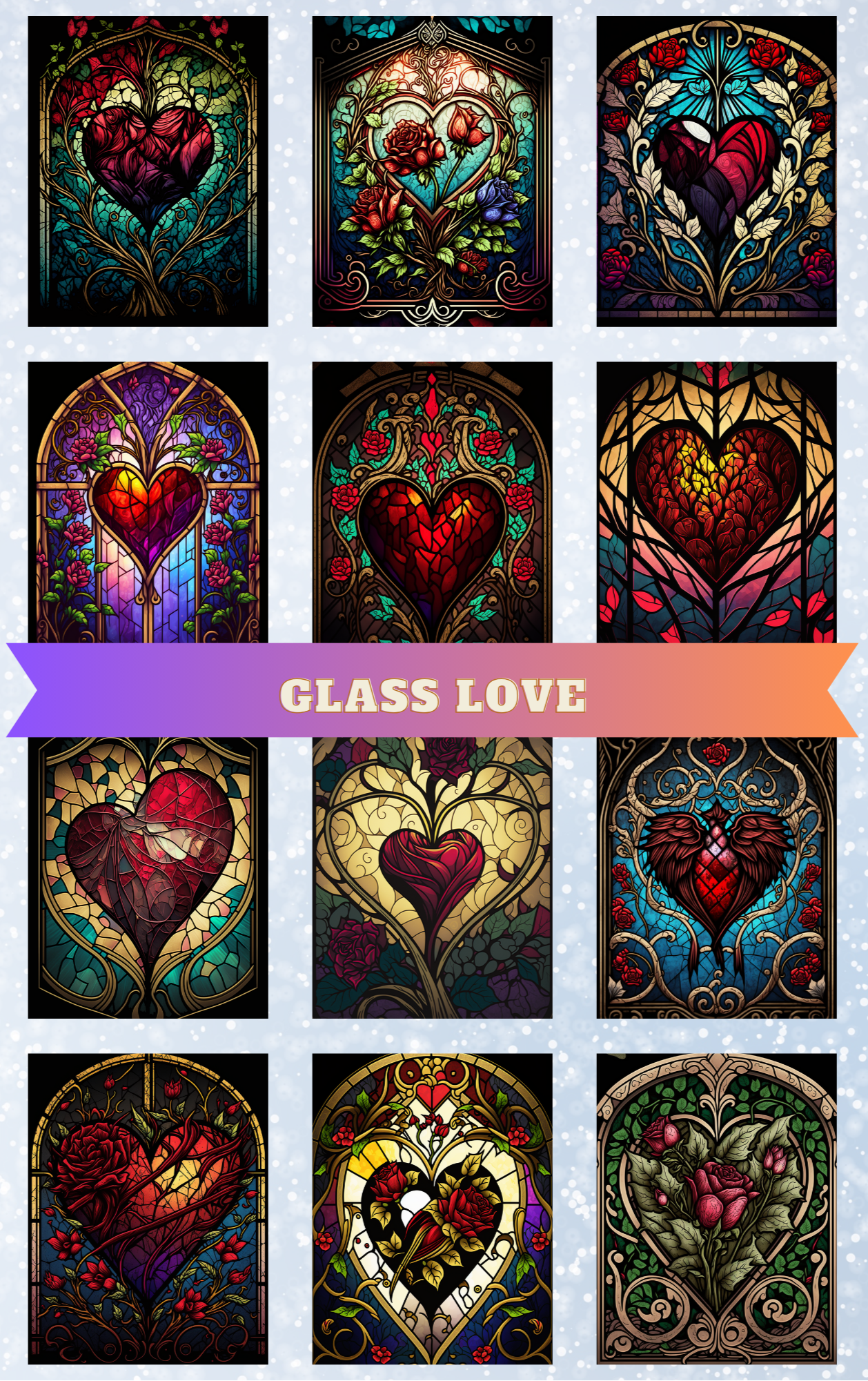 "Glass Love" Decorative Diamond Painting Release Paper