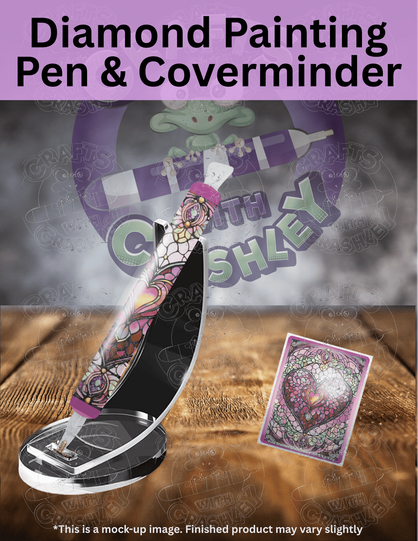 "Pink Stained Glass Heart" by ©T.S. Larking Premium Accessories for Diamond Painting