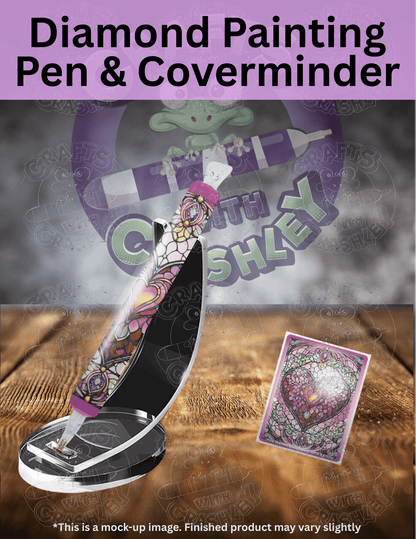 "Pink Stained Glass Heart" by ©T.S. Larking Premium Accessories for Diamond Painting