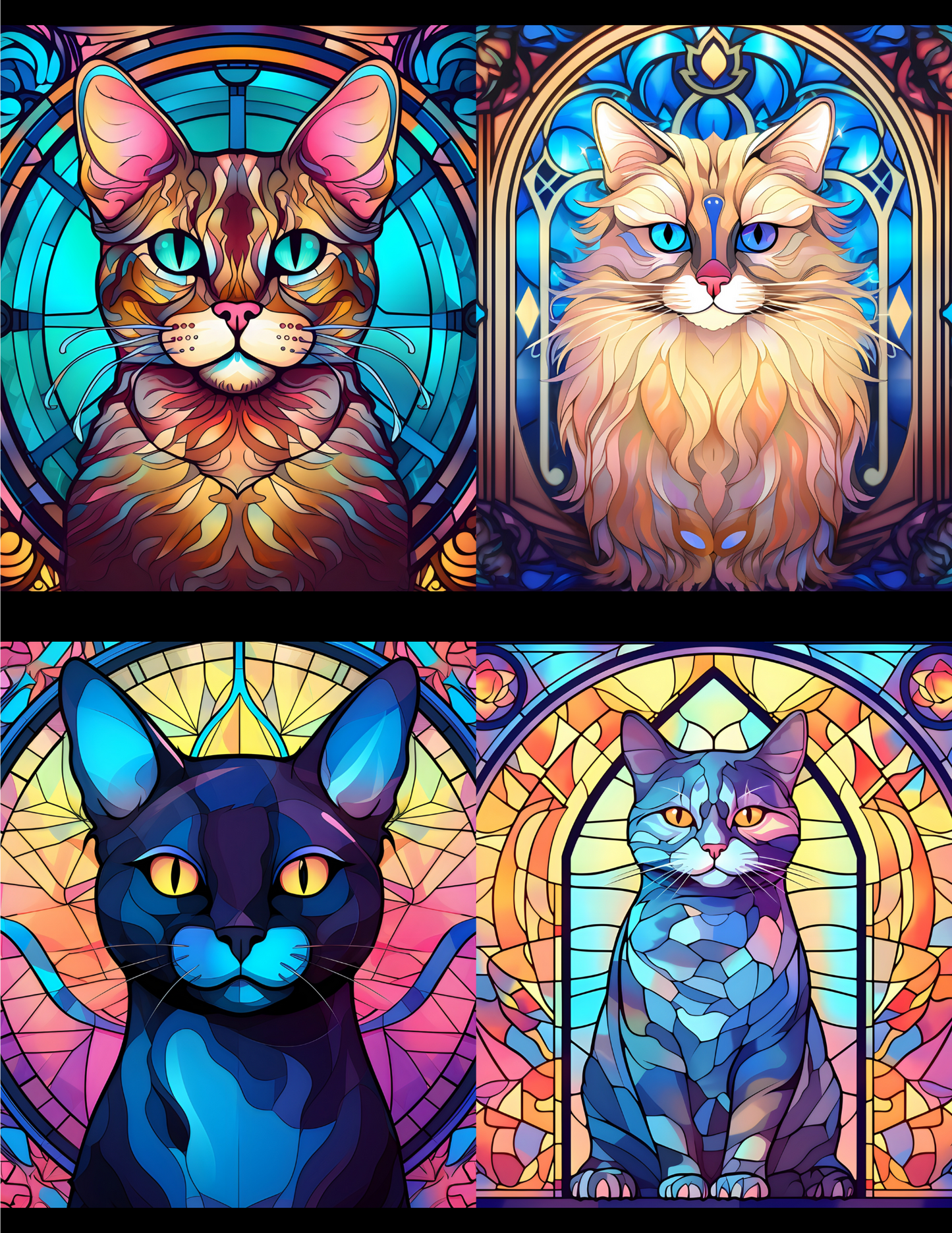 "Stained Glass Cats 1" Premium Diamond Painting Release Papers