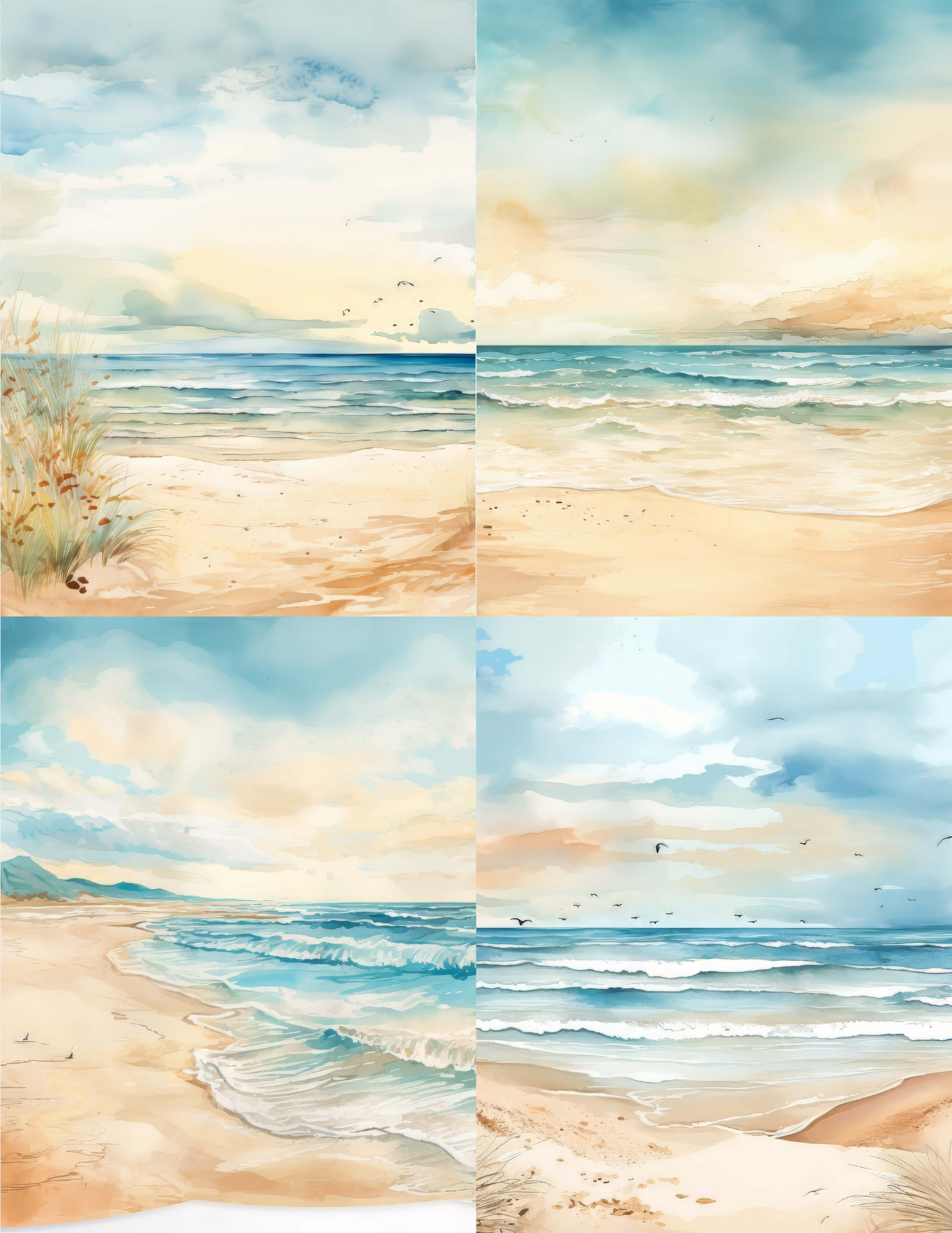 "Watercolor Beach" Premium Diamond Painting Release Papers