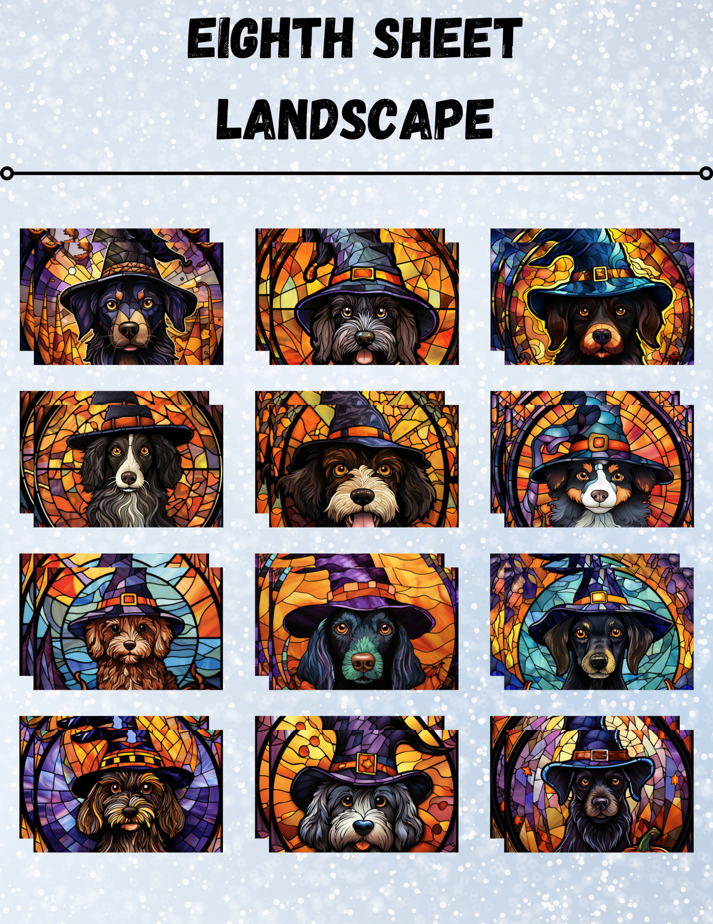 "Stained Glass Halloween Dogs" Decorative Diamond Painting Release Papers