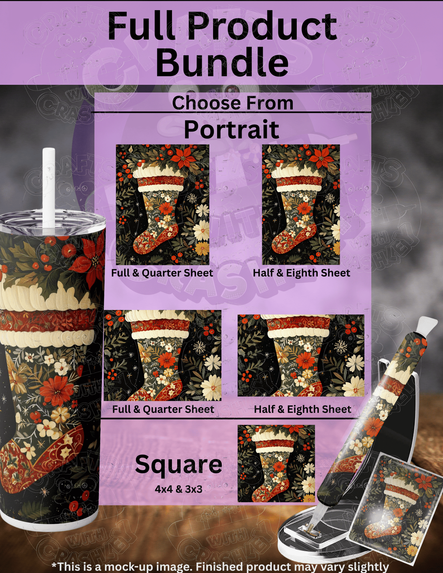 "Poinsettia Stocking" Premium Accessories for Diamond Painting