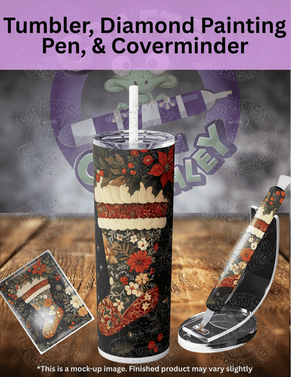 "Poinsettia Stocking" Premium Accessories for Diamond Painting