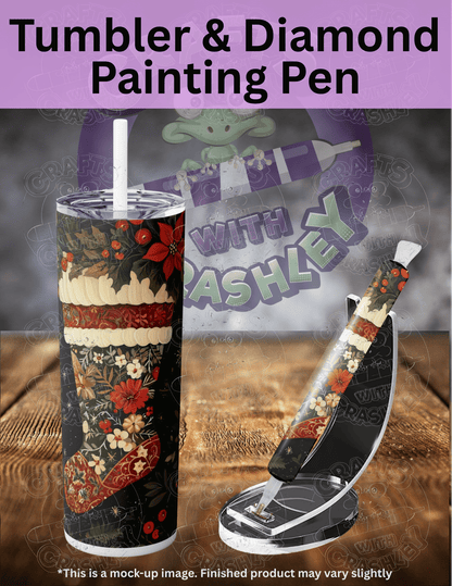 "Poinsettia Stocking" Premium Accessories for Diamond Painting