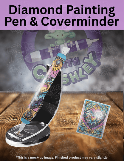 "Blue Stained Glass Heart" by ©T.S. Larking Premium Accessories for Diamond Painting