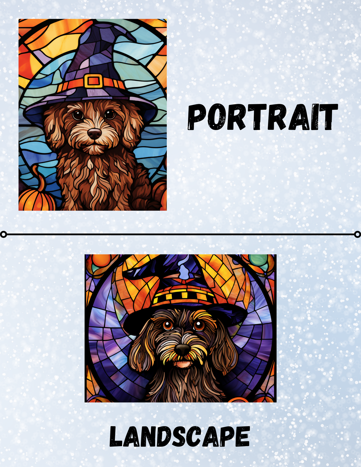 "Stained Glass Halloween Dogs" Decorative Diamond Painting Release Papers