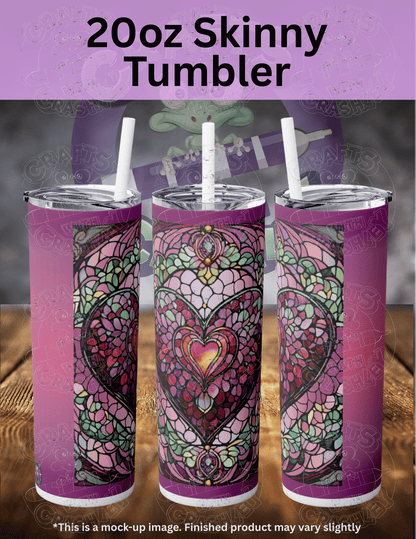 "Pink Stained Glass Heart" by ©T.S. Larking Premium Accessories for Diamond Painting