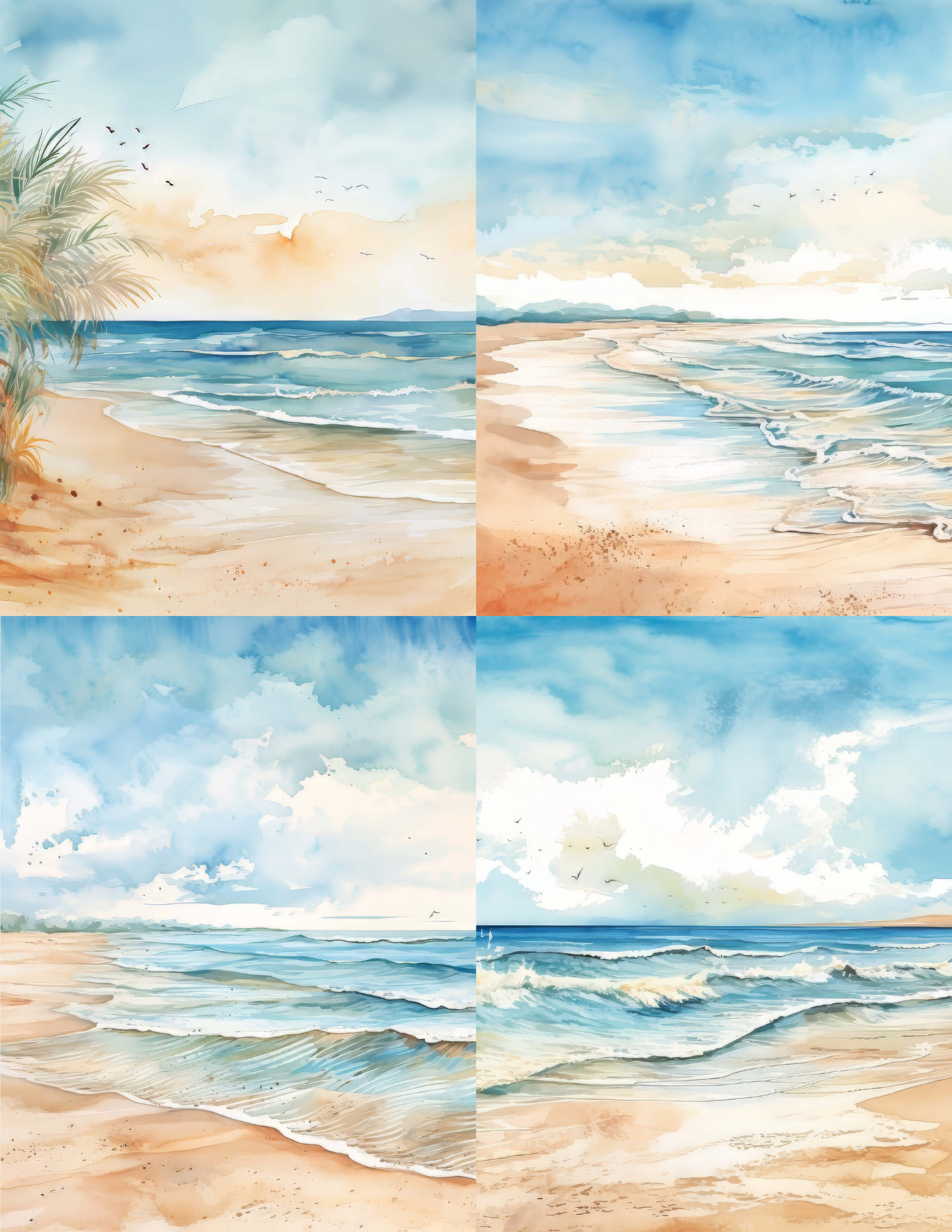 "Watercolor Beach" Premium Diamond Painting Release Papers