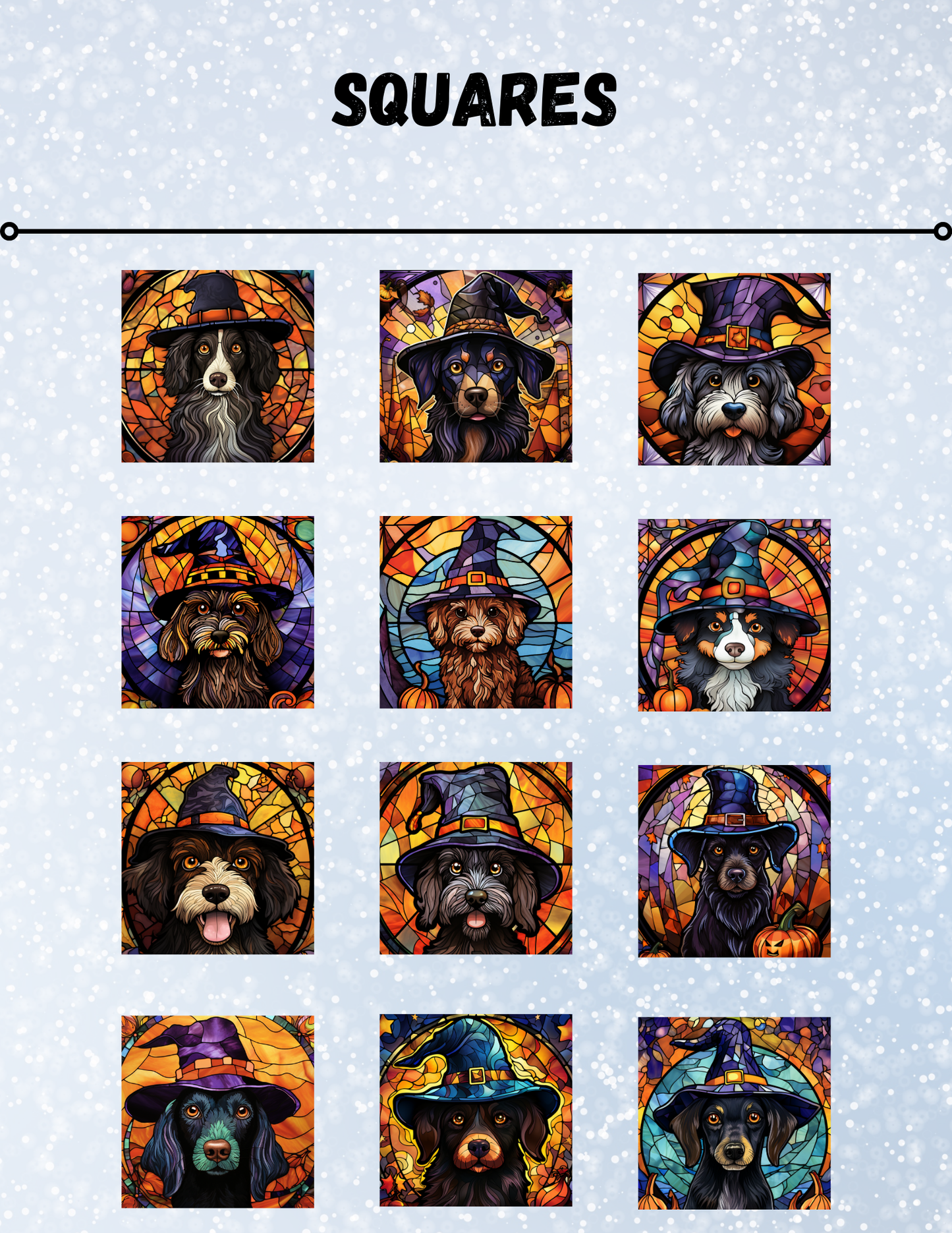 "Stained Glass Halloween Dogs" Decorative Diamond Painting Release Papers