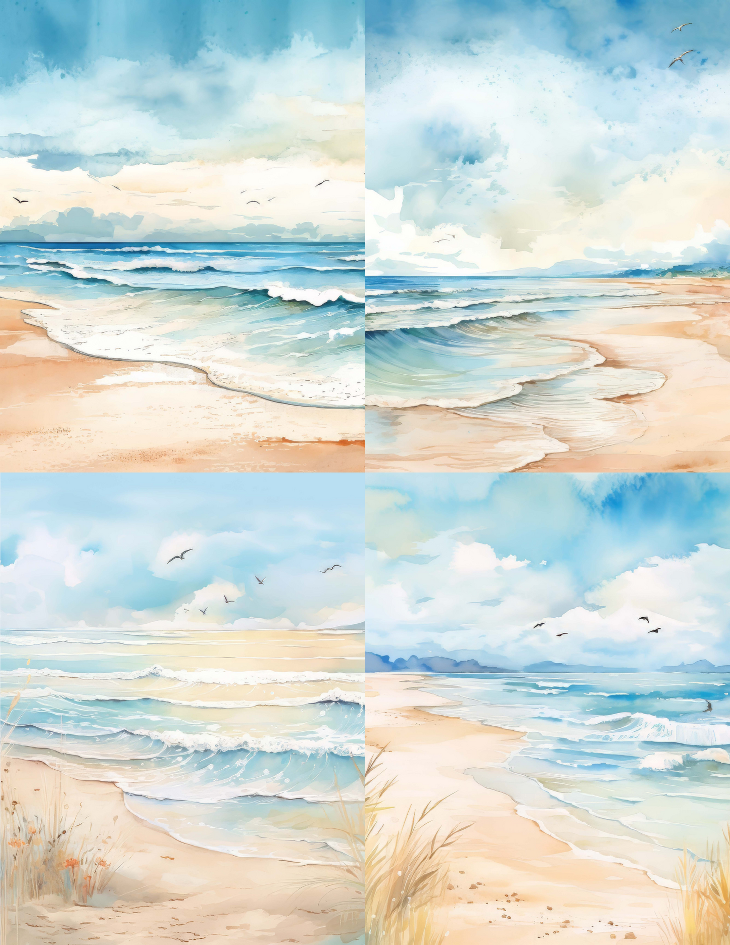 "Watercolor Beach" Premium Diamond Painting Release Papers