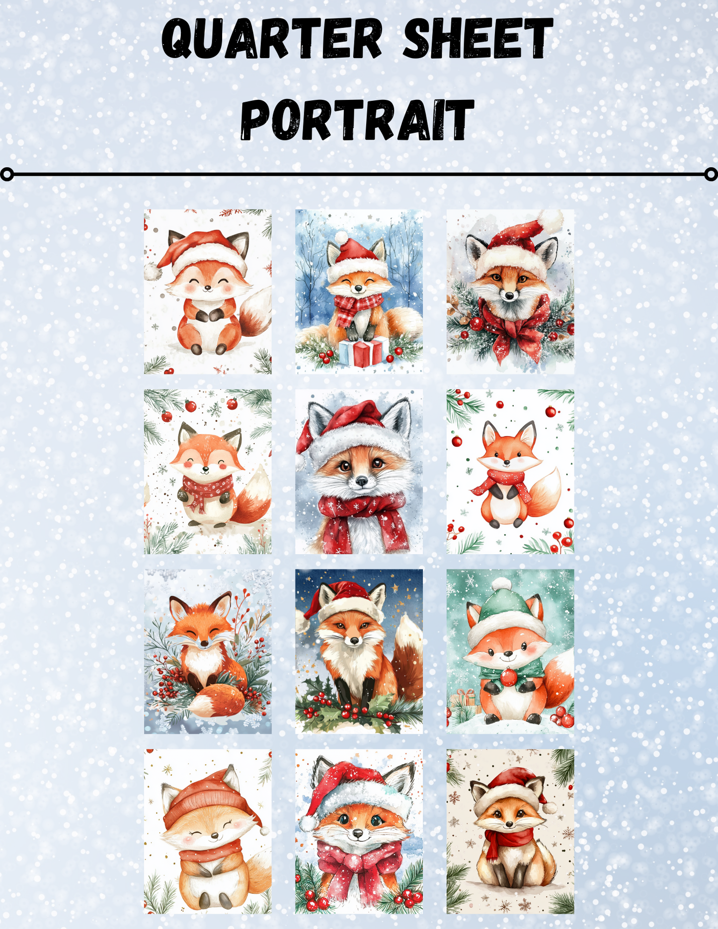 "Christmas Foxes" Decorative Diamond Painting Release Papers