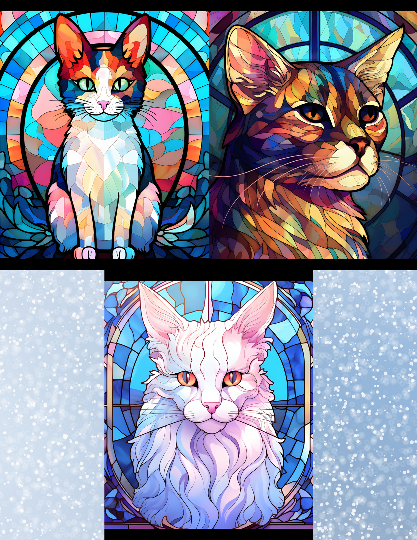 "Stained Glass Cats 1" Premium Diamond Painting Release Papers