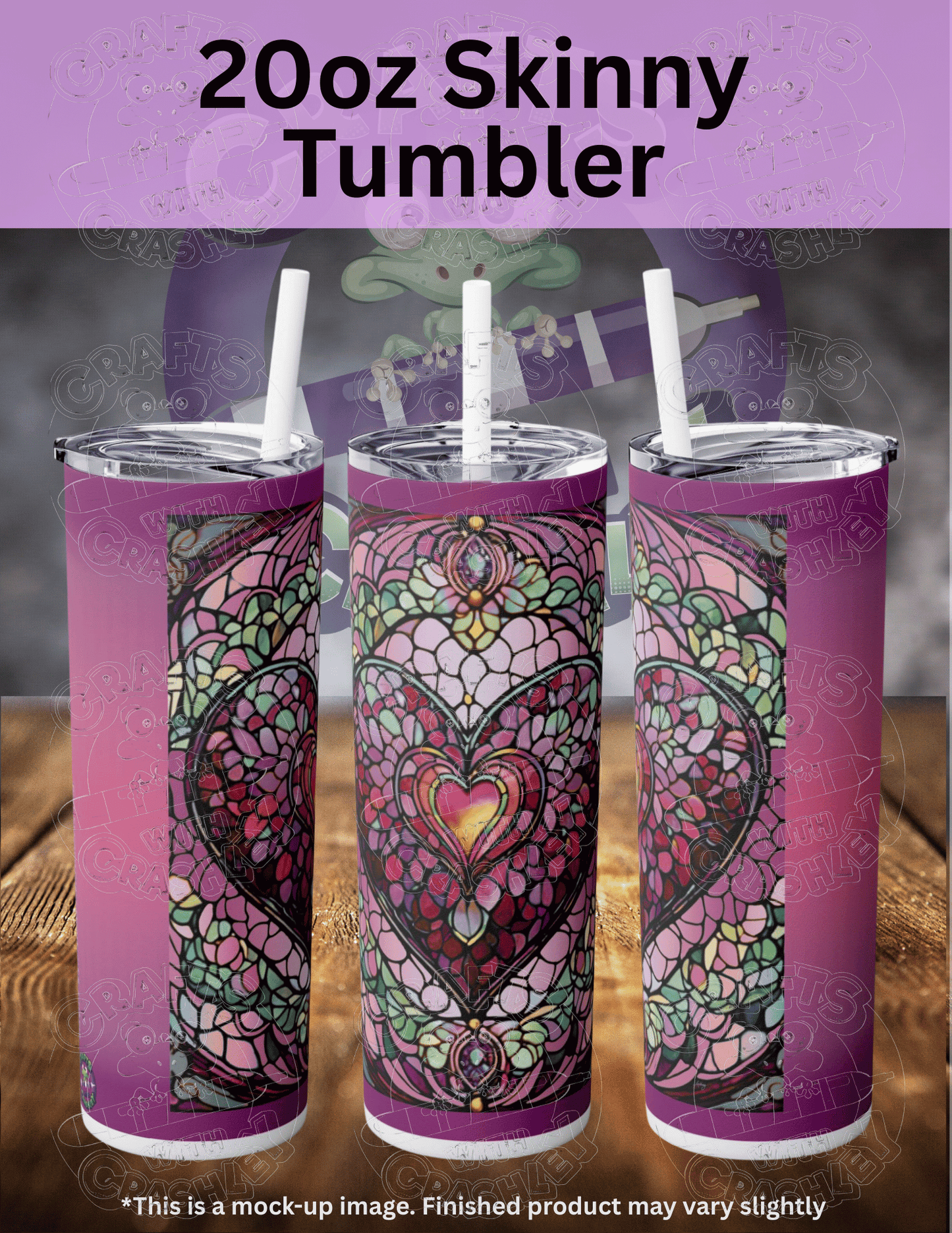 "Pink Stained Glass Heart" by ©T.S. Larking Premium Accessories for Diamond Painting