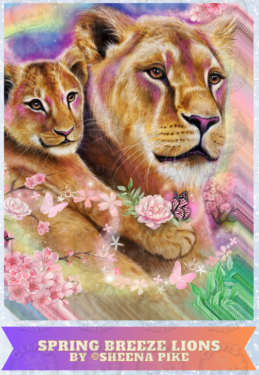 "Spring Breeze Lions" by ©Sheena Pike Decorative Diamond Painting Release Papers