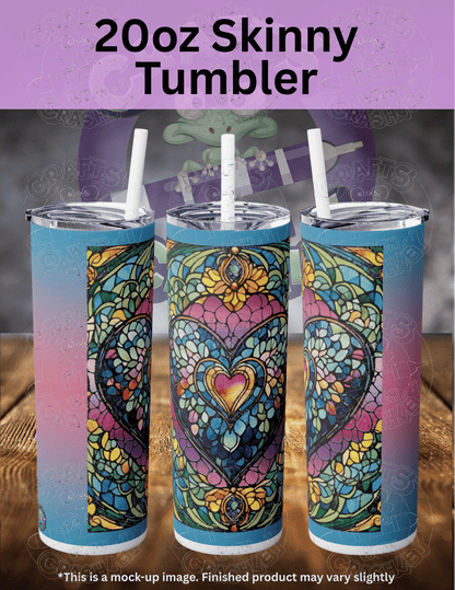 "Blue Stained Glass Heart" by ©T.S. Larking Premium Accessories for Diamond Painting