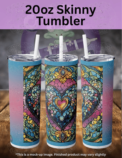 "Blue Stained Glass Heart" by ©T.S. Larking Premium Accessories for Diamond Painting