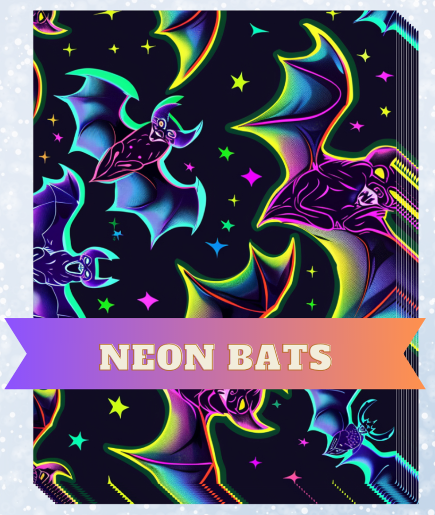 "Neon Bats" Decorative Diamond Painting Release Papers