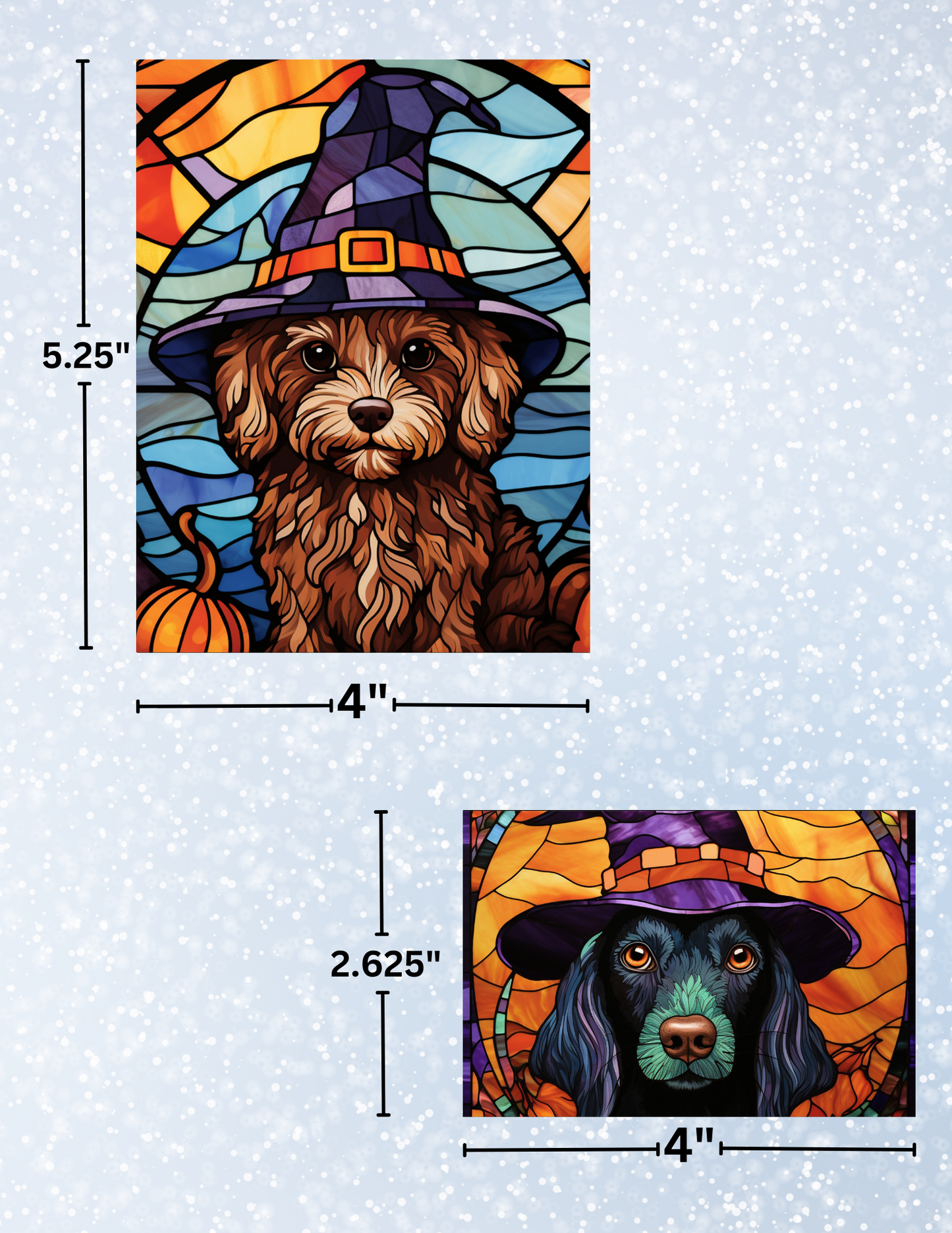 "Stained Glass Halloween Dogs" Decorative Diamond Painting Release Papers