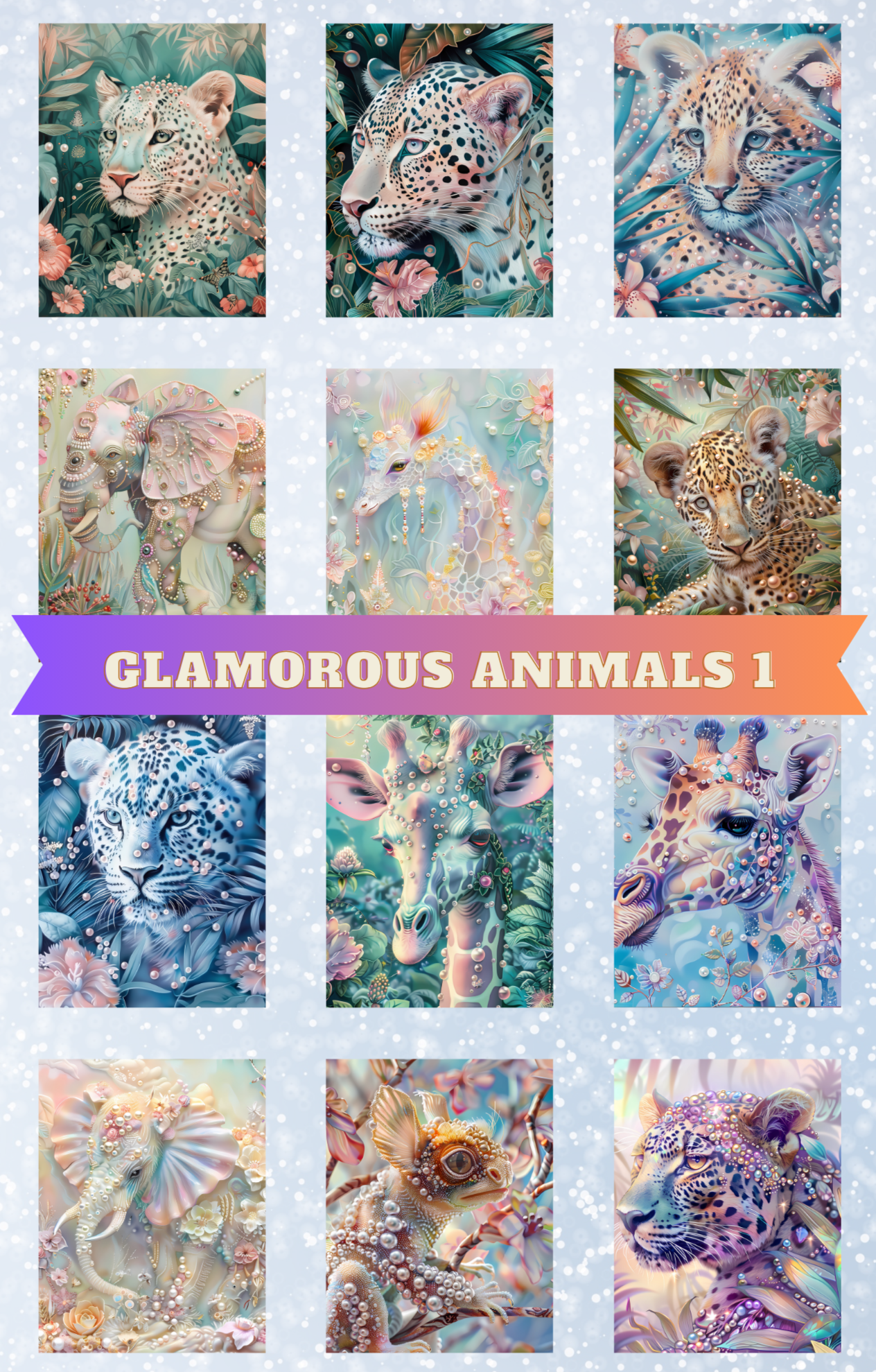 "Glamorous Animals 1" Premium Diamond Painting Release Papers