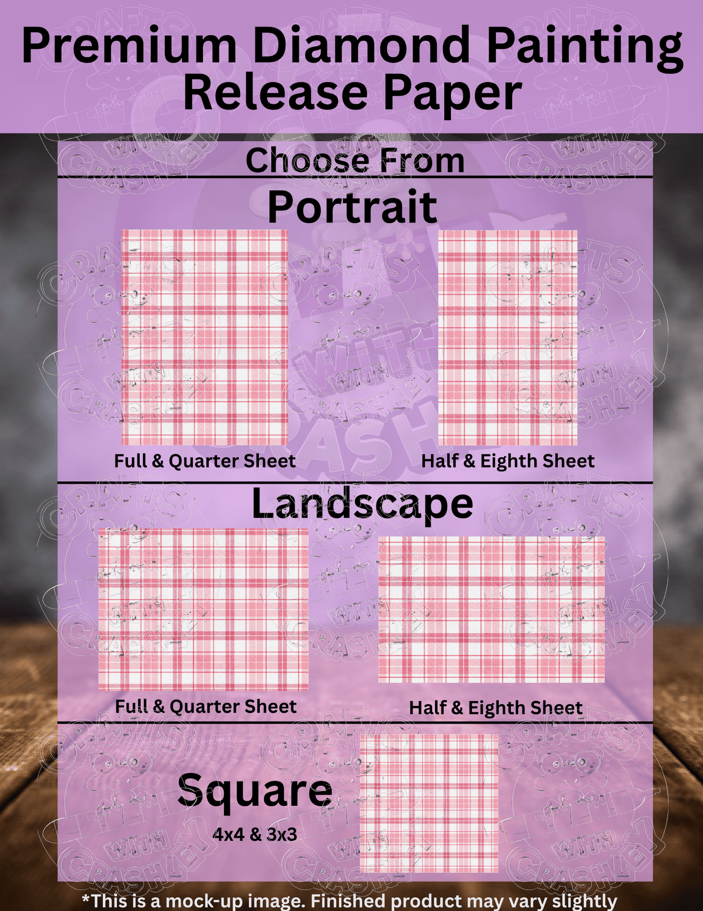 "Pink Plaid" by ©Sara Anne Creations Premium Accessories for Diamond Painting